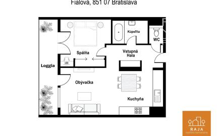 NOVOSTAVBA,  2-IZBOVÝ BYT S VEĽKOU TERASOU, SLNEČNICE/ FIALOVÁ ul.  ***KOMPLETNE ZARIADENÝ BYT ***