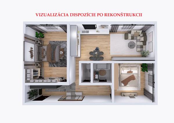 Veľký slnečný 3i byt, možné prerobiť na 4i !